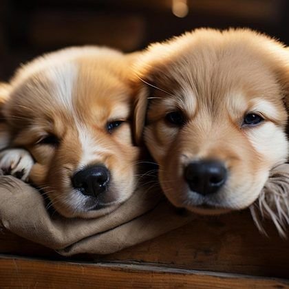 Two puppies resting